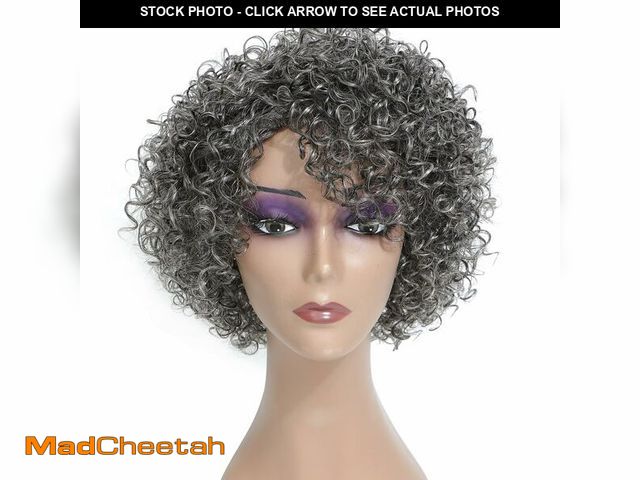 Lot 74-13950712 - HUA Grey Glueless Wigs Human Hair Wigs for Black Women Grey Short Curly Wigs for Black Women Human H...