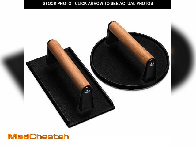 Lot 74-12453182 - EWFEN Burger Press, 7" Round &amp; 8.2"X4.3" Rectangle Heavy-Duty Cast Iron Smash Bacon Press Meat S...