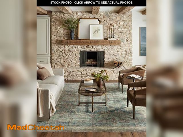 Lot 74-12137088 - Loloi Magnolia Home by Joanna Gaines Banks Collection BAN-01 Ocean/Spice 2'-0" x 5'-0" .13" Pile Hei...