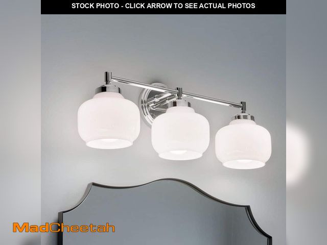 Lot 74-14113648 - KICHLER Breslyn 24 in. 3-Light Chrome Updated Traditional Bathroom Vanity Light with Opal Glass - UN...