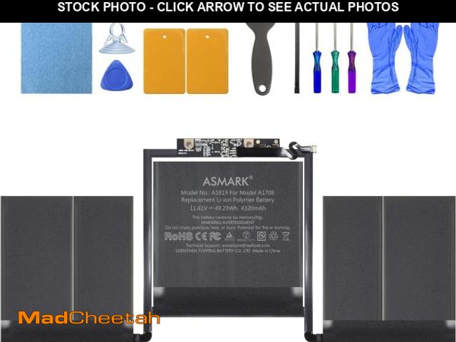 Lot 74-11546612 - ASMARK Battery Replacement for MacBook Pro A1706 (2016, 2017) 13-inch A1819 Battery - UNUSED