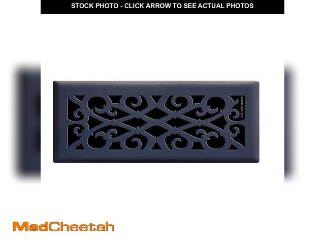 Lot 74-13002042 - *DIRTY* Hampton Bay Elegant Scroll 4 in. x 12 in. Steel Floor Register in Matte Black *DIRTY*  - USE...