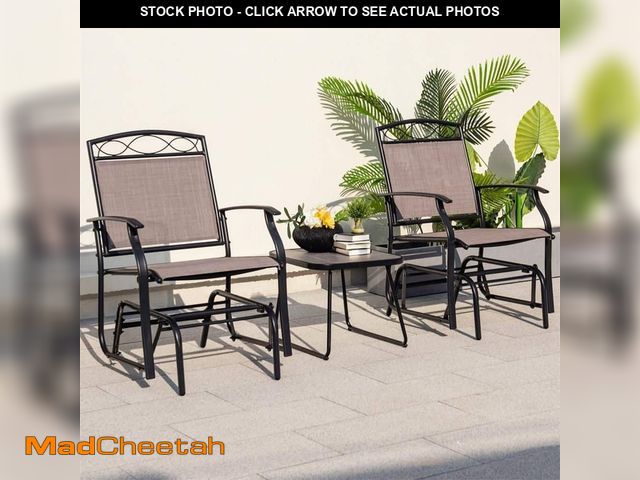 Lot 74-14242400 - HONEY JOY Patio Outdoor Gliding SwingRocking Armchairs Set of 2, Metal Glider w/ Fabric Seat and Gli...