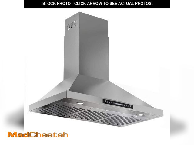 Lot 74-13821131 - HGUOQ 36 in. 400 CFM Convertible Wall Mount Downdraft System in Stainless Steel with Adjustable LED ...