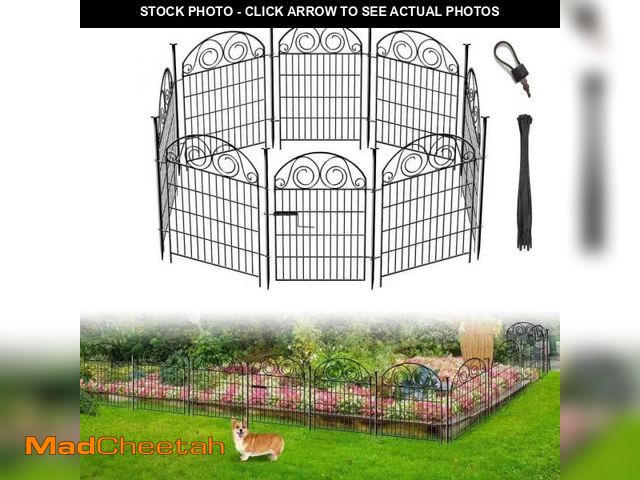 Lot 74-12540795 - Getlay Tall Garden Fence Animal Barrier with Gate, 36 in(H) 8 Panels Garden Fences and Borders for D...