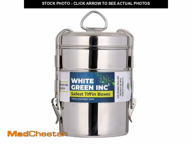 Lot 74-14154820 - WG inc Stainless steel Lunch Box For Kids, Toddlers &amp; Adults, Indian Tiffin Bento Box - Three Co...