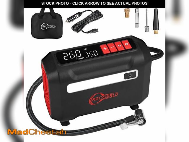 Lot 74-12607122 - ROCGORLD R8 Tire Inflator Portable Air Compressor, DC 12V Air Compressor Portable with Large Dual Di...