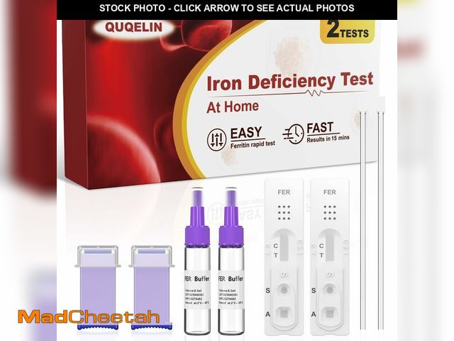 Lot 74-12705073 - QUQELIN Iron Deficiency Test Kits: 2 Packs Iron Level Test Result in 15 Mins (2) - UNUSED