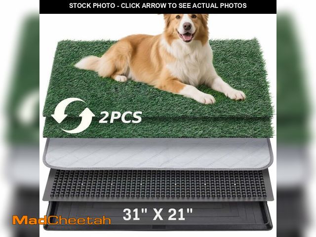 Lot 74-14289193 - DOMIPET 5-Layer Dog Grass Pad with Tray, 31"x21", 2 Reusable Artificial Turf for Dogs Potty, Quickly...