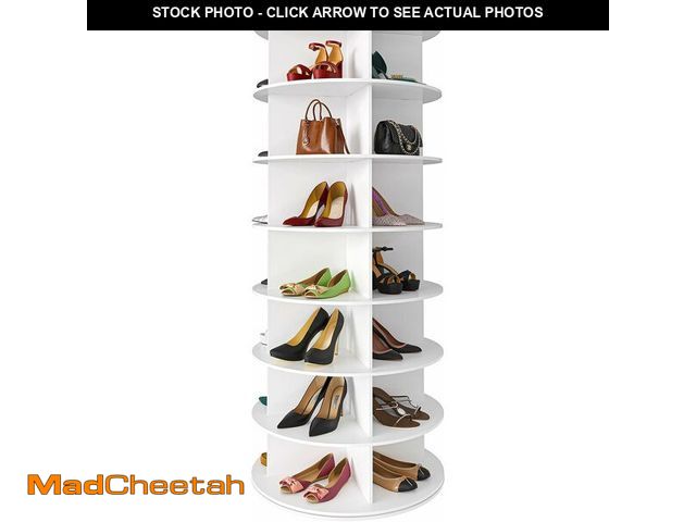 Lot 74-13710566 - (MISSING HARDWARE) SpaceAid 7 Tier Rotating Shoe Rack Tower, Spinning Shoe Display Lazy Susan, Revol...