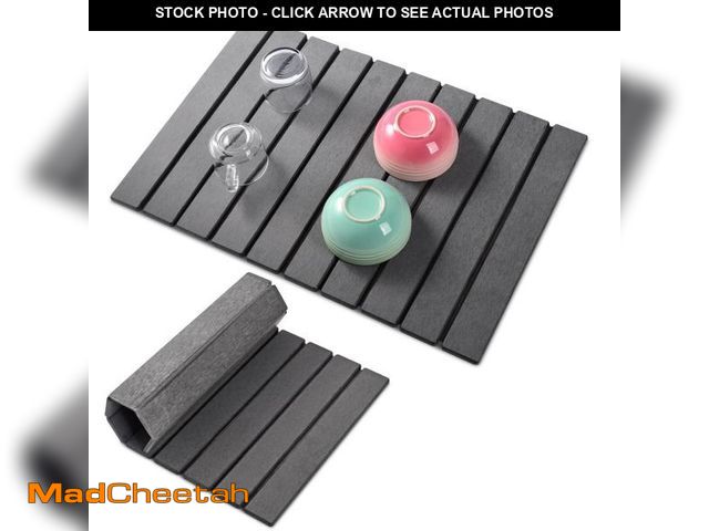 Lot 74-12440624 - Oxydrily Stone Drying Mat for Kitchen Counter, Large Dark Gray Foldable Diatomaceous Earth Dish Dryi...