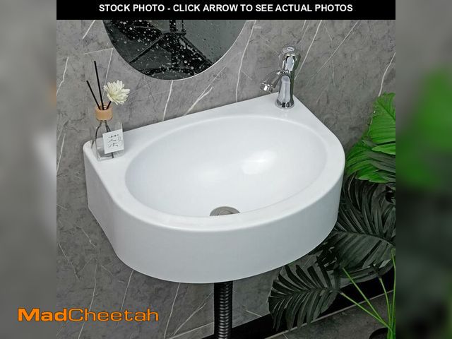 Lot 74-13697227 - Wall Mount Bathroom Sink 17.7"x13.4" No-Drill Installation Self-Adhesive Wash basin with 1.26 Faucet...