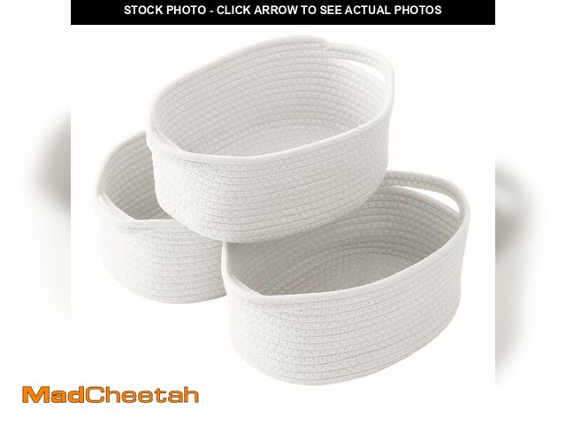 Lot 74-14148695 - HZFTJOY 3 Pack Small Woven Rope Basket-Empty Gifts Basket with Bag and Ribbons,Cute Handle Organizer...