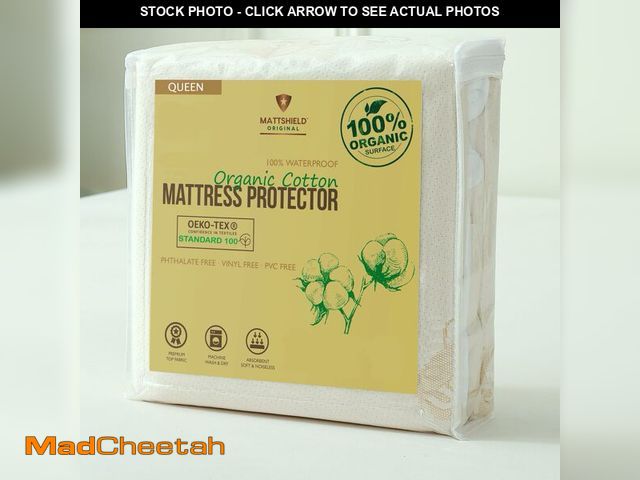 Lot 74-14207849 - Deluxe Waterproof Organic Cotton Mattress Protector Queen Size - Breathable Mattress Pad Cover - 280...