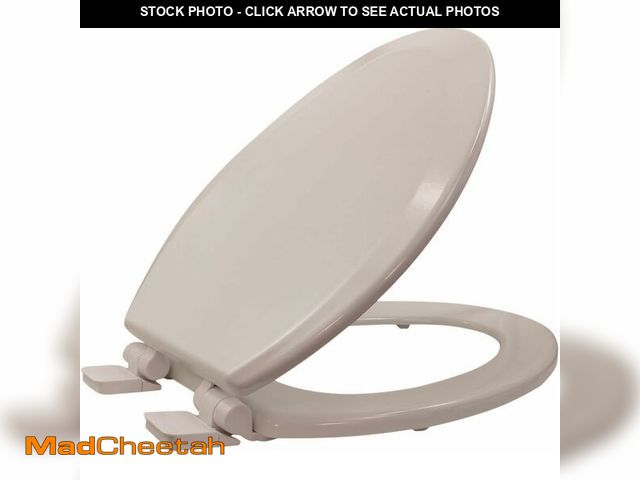 Lot 74-12544111 - Highcraft B4TSWE Elongated Molded Wood Toilet Seat Slow Close ? Easy Remove ? Adjustable Hinge, Bone...