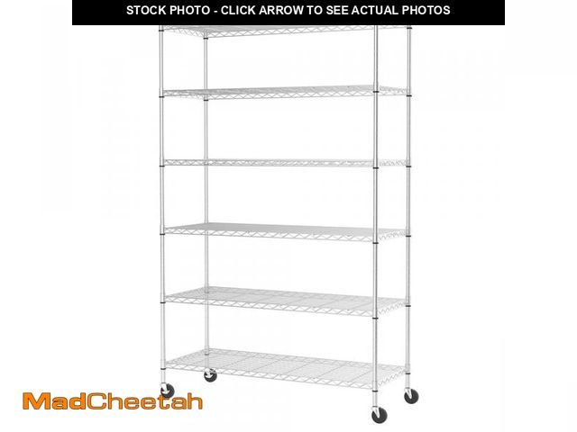 Lot 74-12159519 - FDW 48"LÃâ18"WÃâ82"H Wire Shelving Unit Storage Cart Metal Shelf Rolling Utility Cart 2100Lbs ...