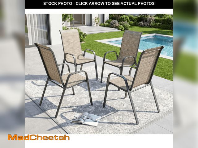 Lot 74-14350234 - Arlopu Outdoor Dining Chairs Set of 4, Patio Stacking Chairs with All Weather Breathable Textilene f...