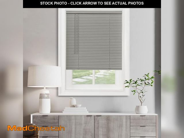 Lot 74-12396517 - Cordless Light Filtering Mini Blind - 32 Inch Width, 64 Inch Length, 1" Slat Size - Grey - Cordless ...