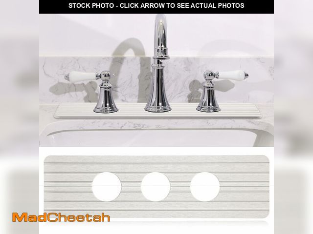 Lot 74-14053487 - Teenyyou 3 Hole White Faucet Mat for Kitchen Sink Bathroom 16.1" x 5" Kitchen Faucet Absorbent Mat D...