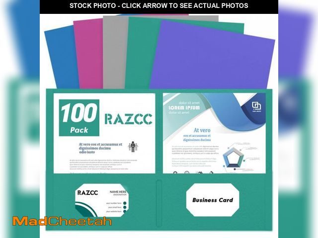 Lot 74-12314427 - Two Pocket Folders, RAZCC 100 Pack 2 Pocket Folders Fit Letter Size Paper, Paper Folders with Pocket...