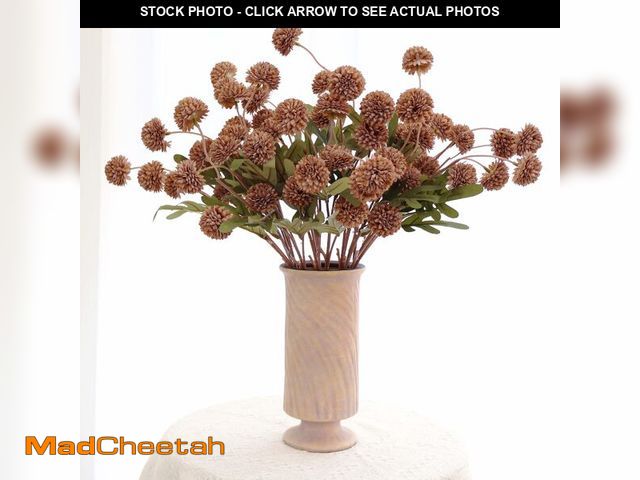 Lot 74-13946404 - 12Pcs Fake Kiku Flowers, Artificial Small Chrysanthemum Balls with Stems, Faux Silk Mini Pompon Mums...