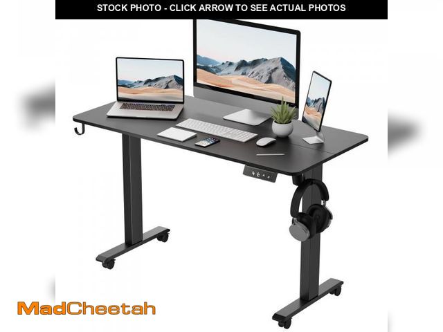 Lot 74-12266369 - TIQLAB Standing Desk 55 x 24 inch, Electric Height Adjustable with Splice Board, Stand Up Desk, Sit ...