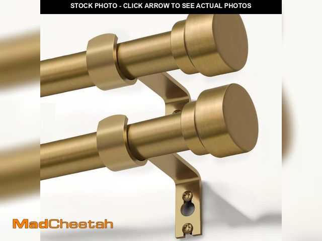Lot 74-12322473 - 2 Pack Warm Gold Curtain Rods for Windows 66 to 120 Inches Adjustable Length Heavy Duty 1" Diameter ...