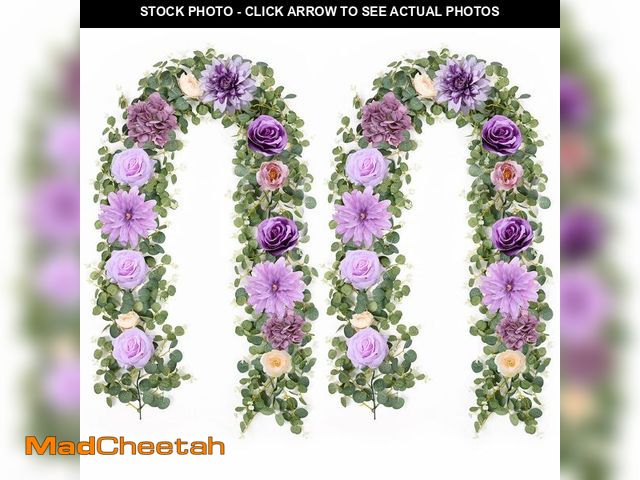 Lot 74-14066209 - Waipfaru 2 Pcs Flower Garland, 6Ft Eucalyptus Garland with Flowers, Rose Floral Vines for Wedding Re...