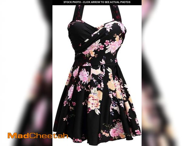Lot 74-11548223 - COCOPEAR Women's Elegant Crossover One Piece Swimdress Floral Skirted Swimsuit Floral 37 L/8-10 - UN...