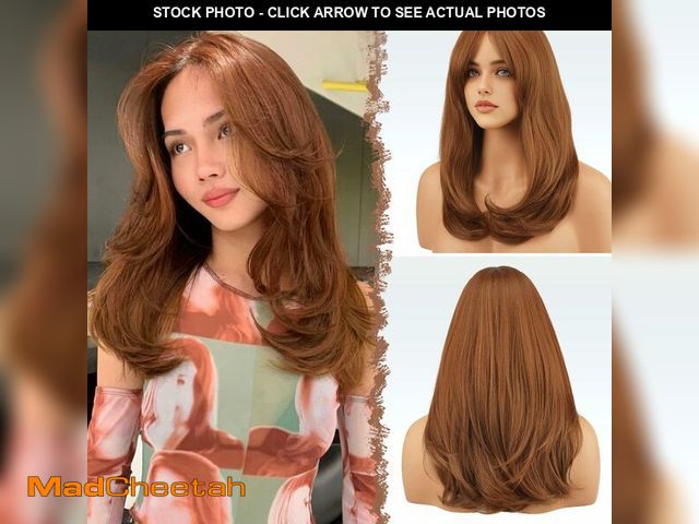 Lot 74-12711808 - FESHFEN Wigs with Bangs for Women, Synthetic Natural Looking Long Layered Straight Auburn Hair Wig f...