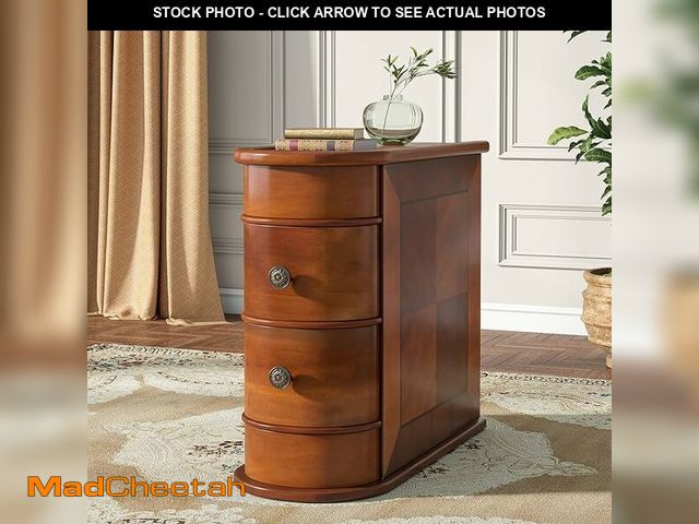 Lot 74-13036527 - BYBLIGHT Kerlin 23.6 in. Solid Wood 2-Drawer U-Shaped End Table Set, No Assembly Required, Finished ...