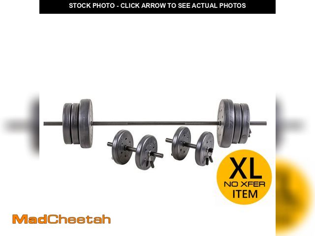 Lot 74-12572473 - US Weight 105 Pound Barbell Weight Set for Home Gym| Adjustable Weight Set with Two Dumbbell Bars an...
