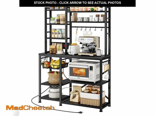 Lot 74-14613451 - SNTD 6-Tier Bakers Rack with Power Outlets, 36 x 14.6 x 72 in, Rustic Black - UNUSED