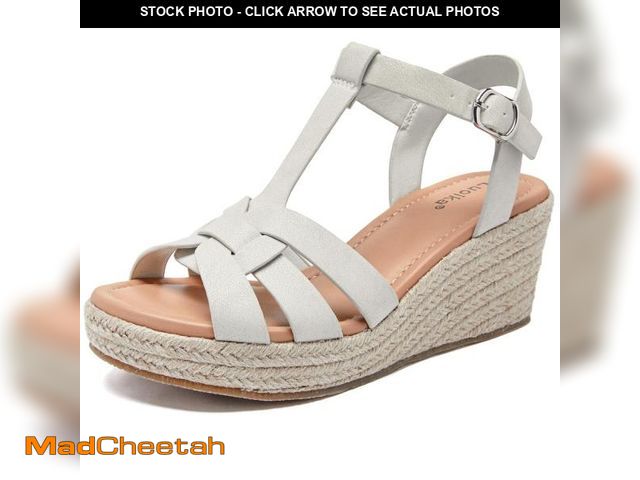 Lot 74-12438968 - Luoika Women's Wide Width Wedge Sandals, Platform Ankle Strap Open Toe Espadrille Wedge Pump Heel Wo...