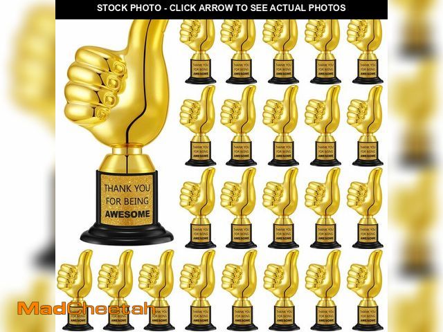 Lot 74-14060295 - Highergo 24 Pcs Thumbs up Award Trophies 5 Inch Plastic Gold Trophy Cups Bulk for Staff or Adults Pa...