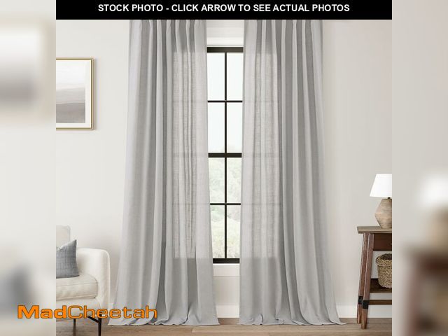 Lot 74-14336512 - Linen Blend Grey Curtains for Living Room Back Tab Modern Farmhouse Semi Sheer Light Gray Curtains 1...