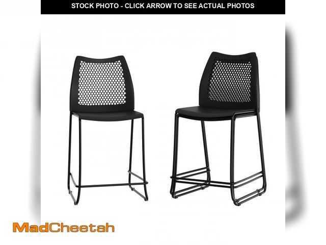 Lot 74-12488602 - Flash Furniture Hercules Stacking Counter Height Stool with Vented Backrest and Black Powder Coated ...