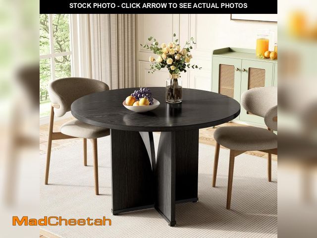 Lot 74-12201259 - LITTLE TREE 39-Inch Dining Table for 4, Rustic Kitchen Table, Round Dining Table with X-Shaped Stabl...
