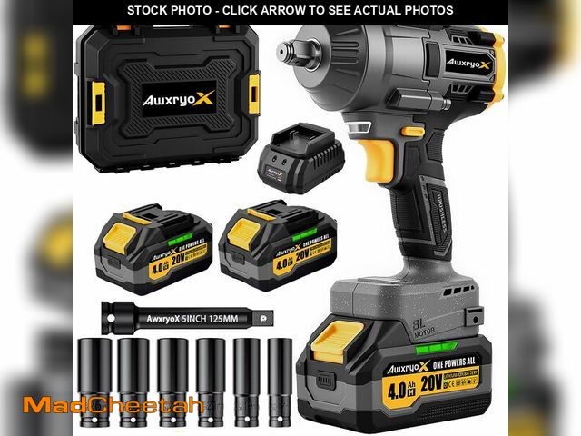 Lot 74-13540404 - AwxryoX 2026 1500Nm Cordless Impact Wrench, 1/2" 20V Upgraded Brushless Impact Gun with 2 x 4.0Ah Ba...