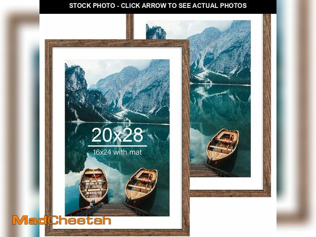 Lot 74-13709779 - Hongkee 20x28 Picture Frame Set of 2, Rustic Black Wood Style - Display 16x24 Picture with Mat or 20...