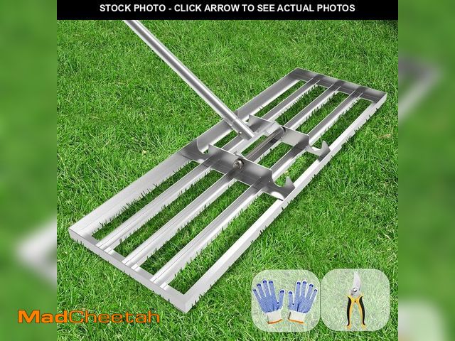 Lot 74-14281632 - Dremmt Lawn Leveling Rake 45" 6.5ft Lawn Leveler Ground Full Stainless Steel Leveling Landscape Rake...