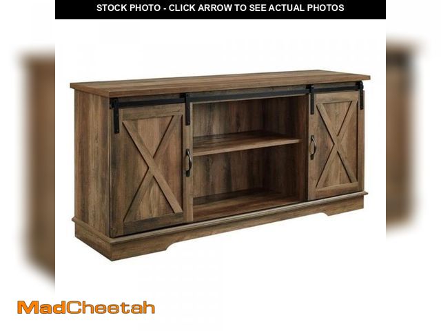 Lot 74-12135324 - Walker Edison Richmond Modern Farmhouse Sliding Barn Door Stand for TVs up to 65 Inches, Without Fir...