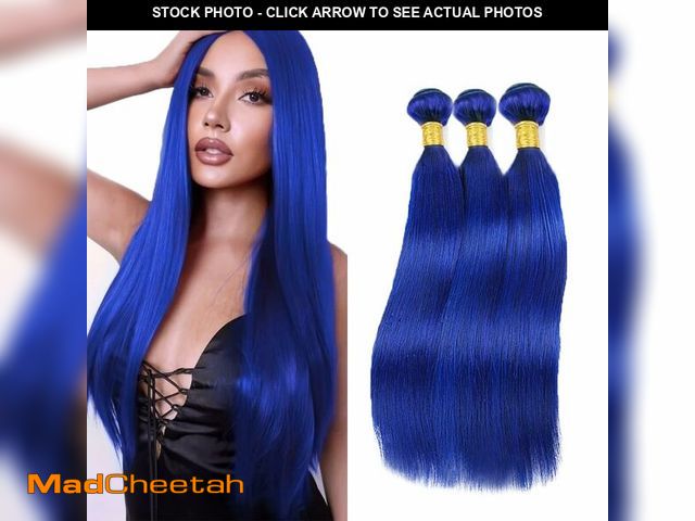 Lot 74-13622683 - Blue Straight Human Hair Bundles Pure Blue Bundles 22 24 26 Inch 8A Brazilian Virgin Remy Double Wef...