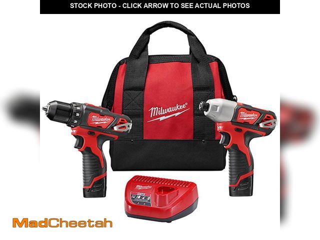 Lot 74-12790391 - Milwaukee M12 12-Volt Lithium-Ion Cordless Drill Driver/Impact Driver Combo Kit (2-Tool) W/(2) 1.5Ah...