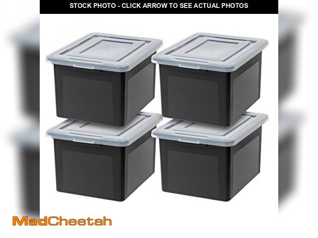 Lot 74-12098293 - IRIS USA File Box, Plastic File Organizer with Lids for Letter/Legal File, Portable Document Box For...
