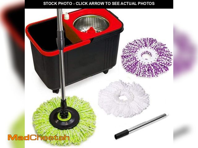 Lot 74-14291523 - SIMPLI-MAGIC Microfiber Spin Mop and Stainless Steel Bucket System with 2- Refill Mop Heads - UNUSED
