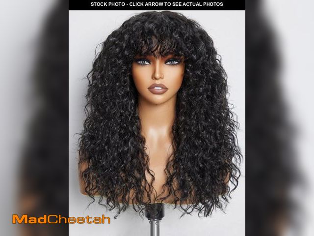 Lot 74-12307245 - GORGIUS Shaggy Haircuts Natural Black Curly Wig with Bangs Crafted with Style-Archive Technology: Pr...