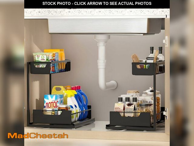 Lot 74-13948391 - Ceetug Under Kitchen Sink Organizers and Storage Pull Out 2 Tier Metal Bathroom Cabinet Organizer (B...