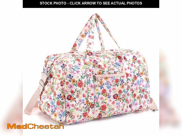 Lot 74-14296085 - Dansydaisy Large Quilted Travel Duffle Bag for Women Floral Portable Gym Weekender Bag with Zipper P...