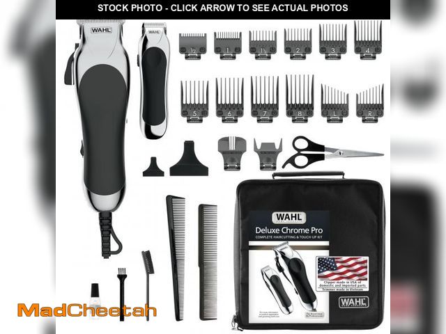 Lot 74-11558658 - Wahl Clipper USA Deluxe Corded Chrome Pro, Complete Hair and Trimming Kit, Includes Corded Clipper, ...